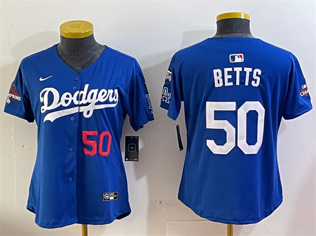 Youth Los Angeles Dodgers #50 Mookie Betts Royal 2024 World Series Champions With Fernando Memorial Patch Alternate Limited Stitched Baseball Jersey Youth Los Angeles Dodgers #50 Mookie Betts Royal 2024 World Series Champions With Fernando Memorial Patch Alternate Limited Stitched Baseball Jersey